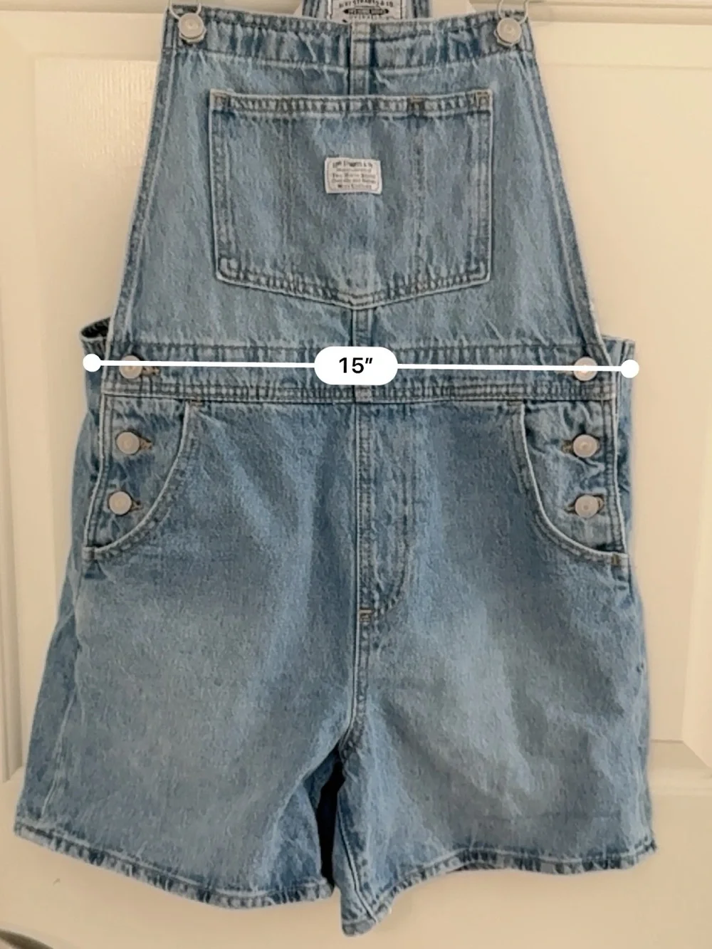 Levi’s Denim Utility Shortalls Overalls medium wash Small